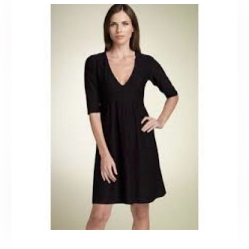 Eileen Fisher Classic Black V-Neck A-Line Dress